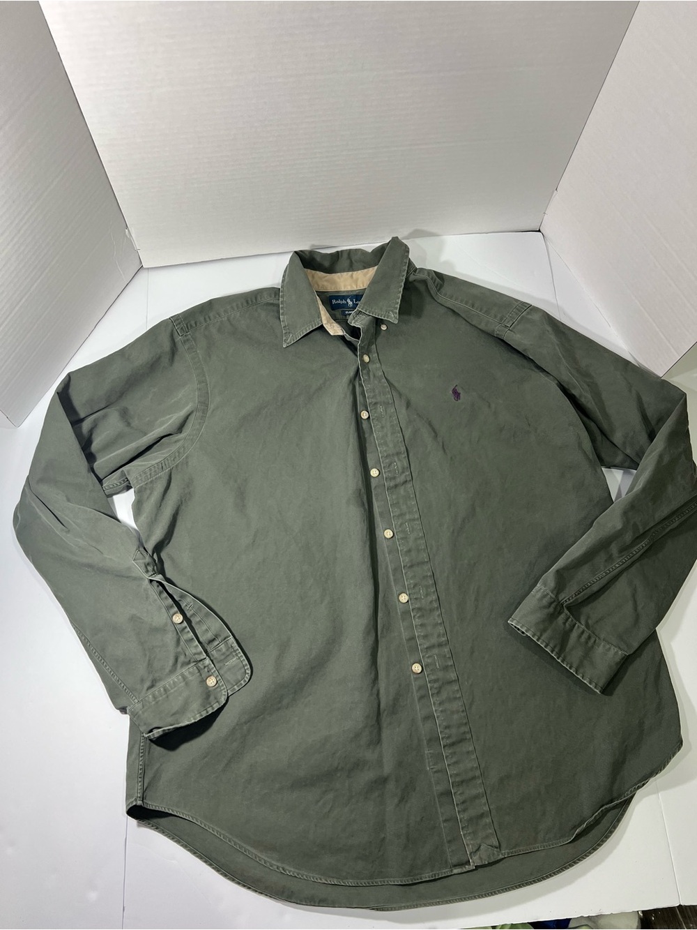 Dark Green Ralph Lauren Men’s Button Up Long Sleeve Shirt XXL Classic Fit